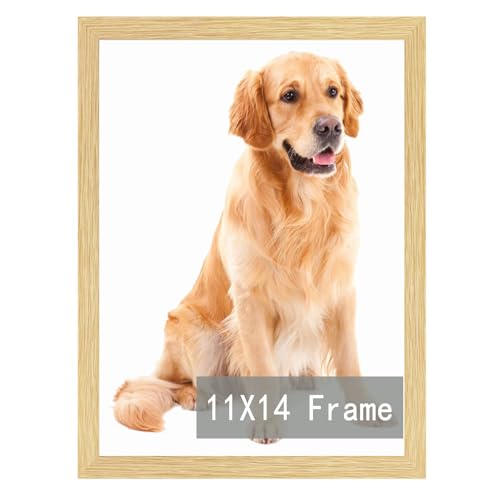 RUN HELIX 11x14 Picture Frame in Oak - Horizontal and Vertical Formats for Wall Mounting - Simple Design Frame with Shatter Resistant Plexiglass Perfect for Home Decoration, Office, Hotel,an