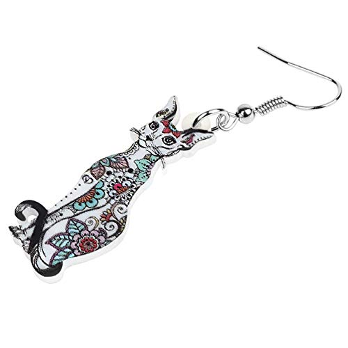 Bonsny Acrylic Long Drop Dangle Cat Earrings "Cayleigh Statement Pop-Art Kitten Gift Girl Women (White) #TOP3