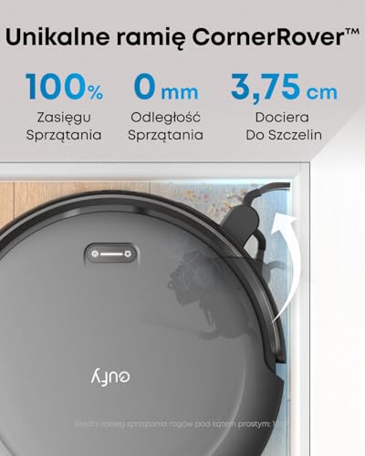Odkurzacz automatyczny eufy C10 ze stacją ssącą, moc ssania 4000 Pa, zapobieganie wplątywaniu się włosów, 60 dni bez opróżniania, nawigacja laserowa iPath, do twardych podłóg i włosów, wysuwana prawa