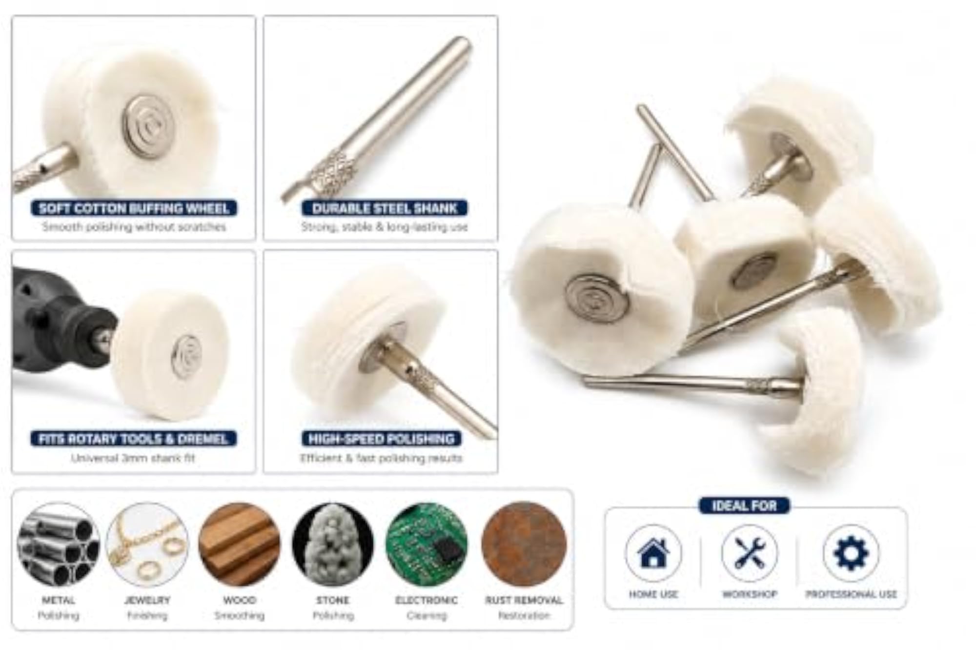 5 Pcs Mini Cotton Buffing Polishing Wheel Set