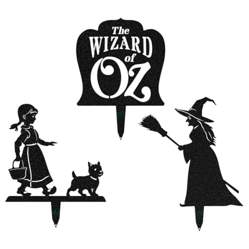 Oz Garden Art Stakes – Set 1 | Dorothy & Toto, Wicked Witch, Oz Sign | Outdoor Metal Yard Décor | Handcrafted in Texas | Weatherproof American Steel | 2-Year Warranty
