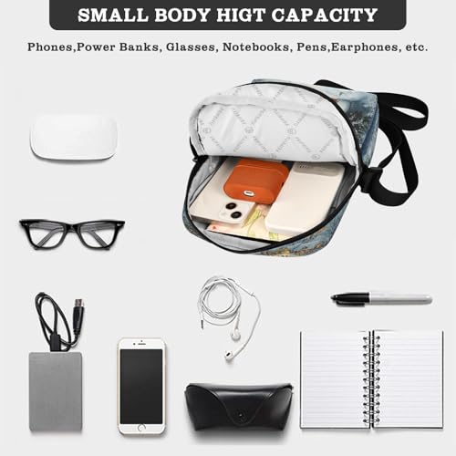 MCHIVER Small Messenger Bag Christmas Night Snowman Crossbody Bag for Men Women Cell Phone Shoulder Bag for Outdoor Travel Work 6