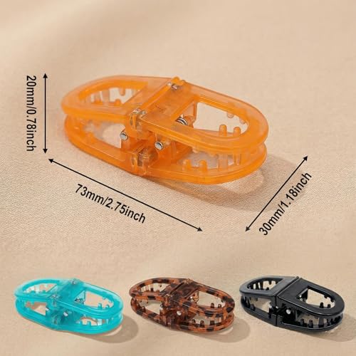 Image of 2 Pcs Hair Clutchers for Women, Magnetic Hair Clip, 2-in-1 Section Clips for Hair Styling, Daily Use and Professional Salon Clutcher Hair Accessories, Black Brown Print Hair Claw Clips (Orange Leopard Print And Orange)