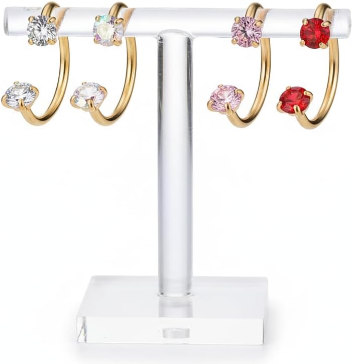 16G 4 Pcs Horseshoe Nose Rings,316L Double Cubic Zirconia Threadless Internal Thread Nose Stud Hoop Piercing, Cartilage Lip Helix Piercing Jewellery for Women 8mm