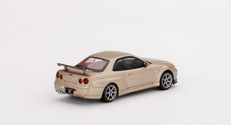 Miniatura 3 de True Scale Miniatures Modelo de coche compatible con Nissan Skyline GT-R R34 M Spec Silica Breath Bronze Limited Edition 1/64 Modelo de coche