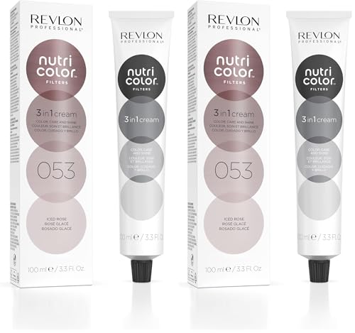 REVLON PROFESSIONAL Nutri Color Filters, Mascarilla de Coloración Temporal para el Pelo, Revive el Color del Cabello, Brillo y Coloración Intensa, Tinte Pelo Mujer Tono 053 Rosado Glacé, 100ml
