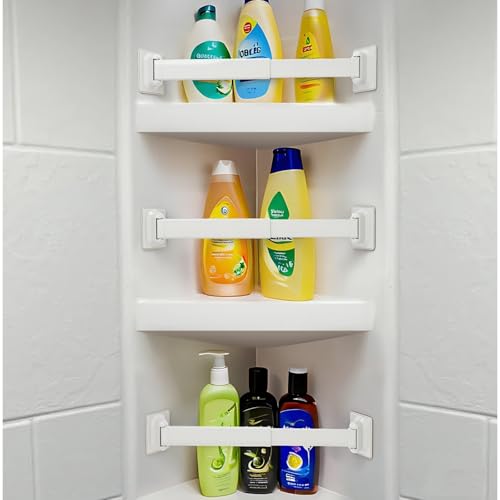 RV Shower Corner Storage Bars 3 Pack Aluminum Adjustable Camper Shower Shelf Retainer Bars for Bathroom Storage and Organization RV Essential Accessories for Travel Trailer Inside 10-15 Inches