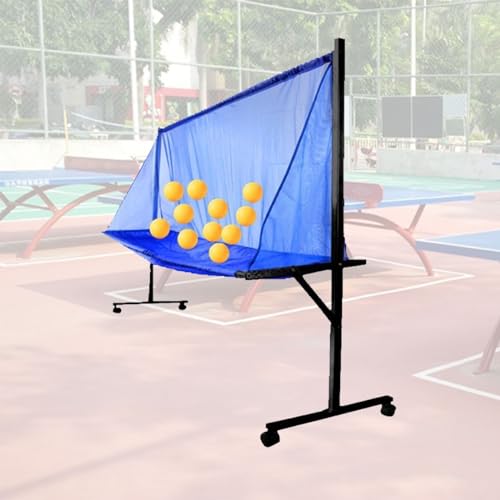 RENLXFI Rolling Table Tennis Catch Net, Adults & Kids Training Tool for Multi Ball Drills, Ping Pong Recycle Catcher Equipment for Indoor Outdoor Serve Practice & Family Leisure, Metal Frame