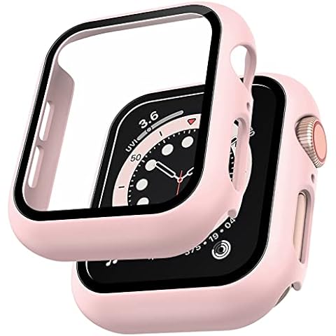 L K 2 Pack Funda Protector de Pantalla de Cristal Templado Incorporado para Apple Watch 40mm Series 6 5 4 SE Cover
