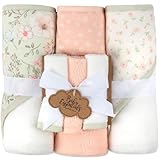 Hooded Baby Bath Towel and Washcloth 6 Piece Set for Newborns, Infants & Toddlers, Boys & Girls Baby Hooded Towels Set Floral Pink