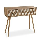 Versa Chess Mueble Recibidor Estrecho para la Entrada o el Pasillo, Mesa Consola, con 2 cajones, Medidas (Al x L x An) 81,5 x 30 x 90 cm, Madera, Color Marrón y blanco