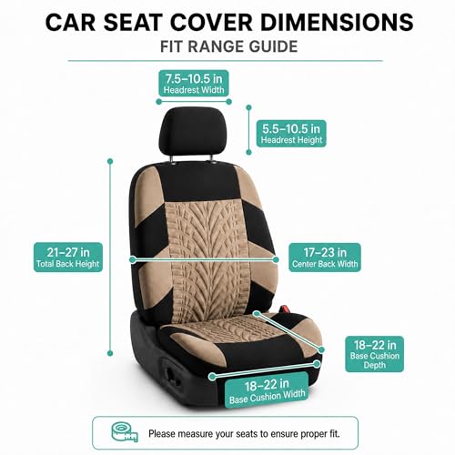 FH Group Front Set Travel Master Car Seat Covers - Covers for Low Back Car Seats with Removable Headrest, Universal Fit, Automotive Seat Cover, Airbag Compatible Car Seat Cover for SUV, Sedan Beige by FH Group - Image 8