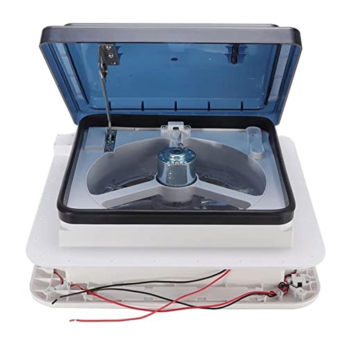 Ventilador de Techo para RV Ventilación de Techo, Ventilador de Escape Reversible para Caravana, Ventilador de Ventilación de Aire de Bajo Ruido para RV con Tapa Semitransparente de 14" y LED miniatura 1