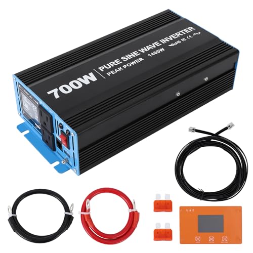 GarveeTech 700W Pure Sine Wave Inverter Features a Built-in 5V/2.1A USB Port with a hardwire Remote Controller.12V DC to 120V AC Converter for Home, RV, Truck