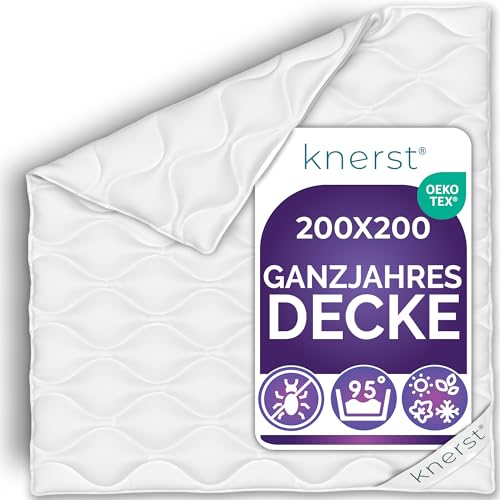 KNERST® Ganzjahresdecke 200x200 cm – atmungsaktive & temperaturausgleichende Bettdecke – leichte Steppdecke für das ganze Jahr – Decke waschbar & allergikergeeignet