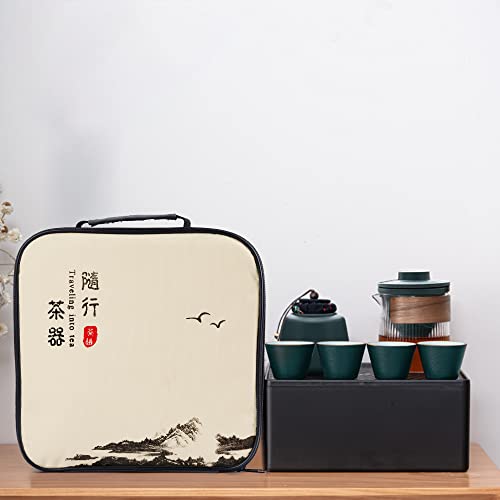 Miniatura 5 de Fanquare Juegos De Té Verde Japonés Para Adultos, Juegos De Té De Viaje Chinos Con Tetera De Cristal, Servicio De Té Vintage De Porcelana Para Regalos De Hombres
