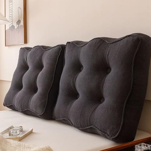 黒,King/200cm,ヘッドボード・ピローボード・ウォールクッション 大型背もたれ 綿入りウェッジ型読書用ピロー 腰当てクッション ソファベッド・二段ベッド用 取り外し可能な張地付き