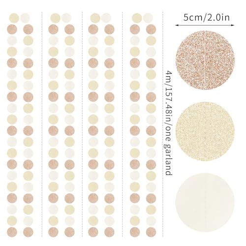 Image of Boho Champagne-Gold Party-Decorations Streamers-Garland - 52ft Fall Rustic Birthday Hanging Paper Banner,Autumn Baby Bridal Showe Neutral Wedding Bachelorette Decor Hugfond