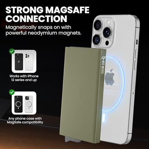 Image of CODE 118 Wallet for Men - Slim Minimalist Aluminum Magnetic Card Holder - RFID Blocking Front Pocket Mag Safe Wallet with Strong Magnet Attachment (Military Green)