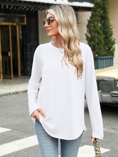 Elesomo Womens Shirts Casual Fall Crew Neck Long Sleeve Tunic Tops Tees - Image 3