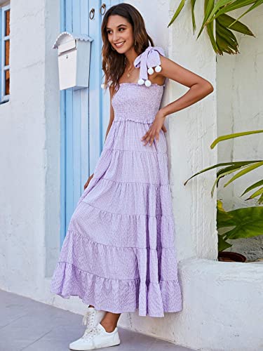Image of Floerns Women's Floral Print Tie Strap Square Neck Ruffle Boho Maxi Dress