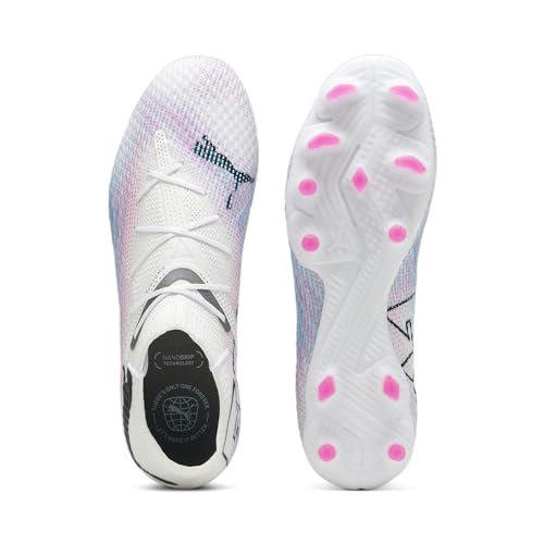 PUMA PUMA Unisex Football Soccer Shoe, White Black Poison Pink, 6.5 US Men