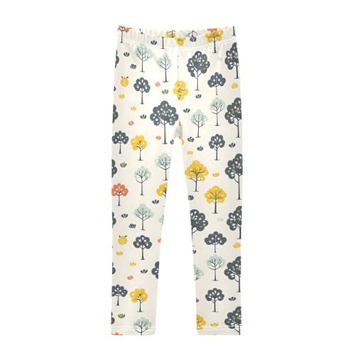 Tree Design Girls Leggings Ultra Soft Compression Yoga Gym Pants for Kids 4-10T