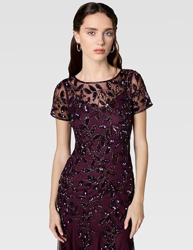 Image of Adrianna Papell Womens Floral Beaded Godet Gown