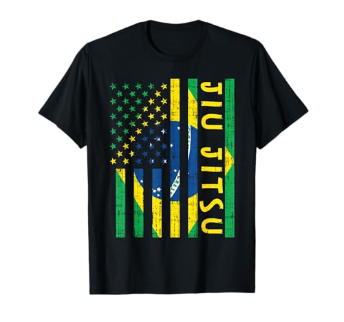 US Brazil Flag Jiu Jitsu Patriotic Brazilian Martial Art T-Shirt