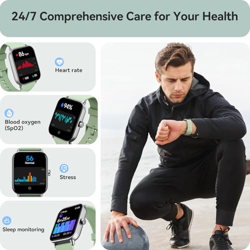 Image of Gydom Smart Watch for Men Women, Alexa Built-in, 1.8 inch Smartwatch with Heart Rate /SpO2 /Sleep Monitor, IP68 Waterproof Fitness Tracker, Bluetooth Call (Answer /Make) for Android iPhone, 101+ Sport Mode