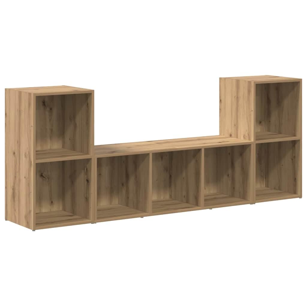 TV-Schrankset Wandmontiert 3-TLG., Braun Holzwerkstoff, 107x35x37 cm, Modernes Design, Platzsparend, für Wohnzimmer, Media Center