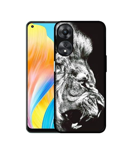 Image of Angry Lion Design Premium 2D Printed Metal Back Case Cover for Oppo A78 4G