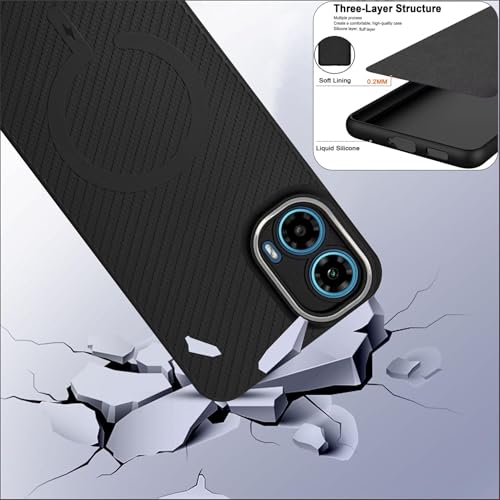 Image of SBMS Back Cover for Motorola G34 5G / Moto G45 5G Soft Matte Silicone Cover with Slim Fit | Mag-Safe Logo (Not Mag-Safe Compatible) | Shockproof | Camera Protection Bumper Case for Moto G34 (Black)