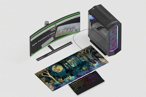 Image of Enchanted Forest Premium Desk Mat | Anti-Skid | Anti-Slip | 80 x 30 cm | Laptop Mat for Work from Home /Office /Gaming- Extended Mouse pad and Keyboard Desk mat