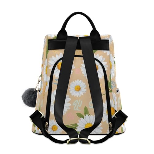 Sac à dos antivol imperméable blanc à fleurs pour femme