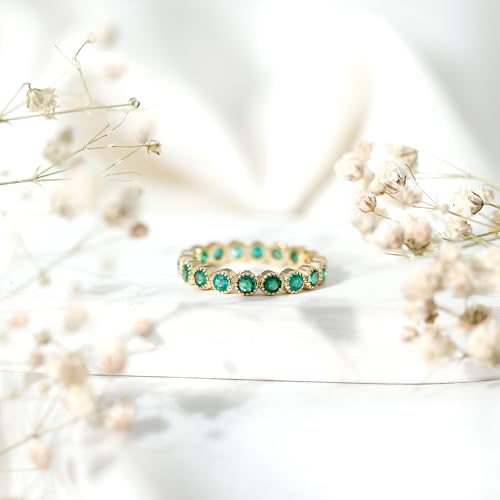 Certified Emerald Eternity Band for Women, AAA Quality, Natural Emerald Anniversary Ring (Ready to Gift)3