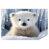 islandburner XXL Bild Poster Eisbär Junges Im Schnee 