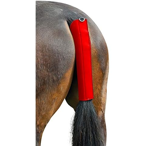 Hunters Saddlery Horse Tail Guard Equine Shield Wrap Non-Slip Breathable Neoprene Standard Size (Red) Cover