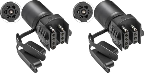 Image of Oyviny 7 Pin Round to 4 and 5 Pin Flat Blade Trailer Adapter, 7 Way to 5 Way Trailer Plug Adapter 2-in-1 Design (Pack of 2)