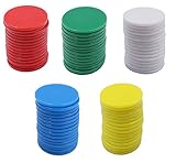 Floranea 100 Pcs Bingo Chips 1 Inch Multi Color Plastic Small Counting Learning Counters Markers Discs Gaming Tokens for Science Math Number Classroom Kids Children Project Games