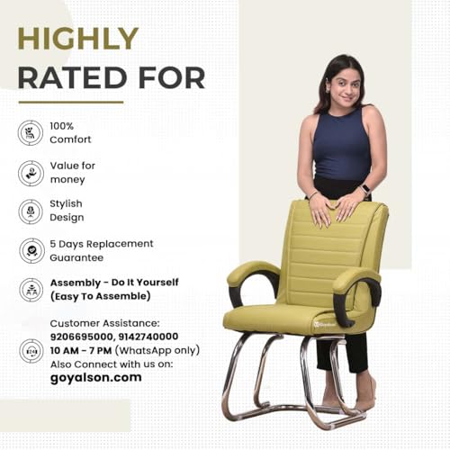 Image of RATISON Special Director Principal Manager Office Visitor with arm Rest with Double Pipe Frame and Cushioned seat Back (3, Green, Double Pipe Frame)