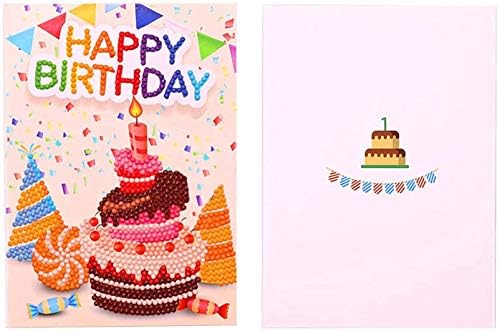 HuaCan 6 Pack Diamond Painting Birthday Greeting Cards Kits for Adults Round Drill Crystal Rhinestone Embroidery Arts Craft for Family Friends Lover