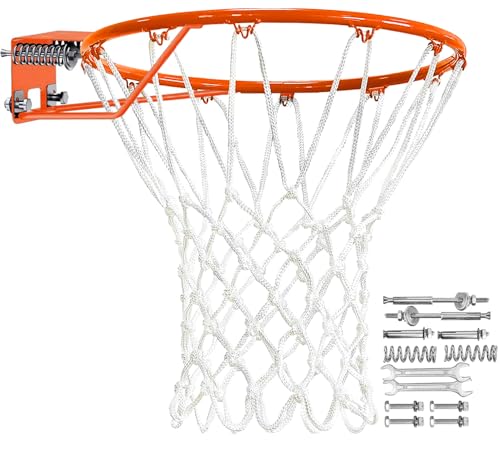Heavy Duty Replacement Basketball Rim - 18' Solid Steel with Heavy-Duty Net, Pro-Grade Basketball...