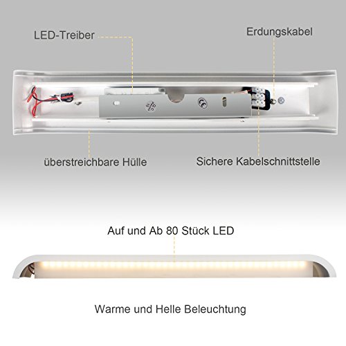 ChangM LED Wall Lights Indoor 40cm,2 Pack 16W Aluminum Wall Lamps 3000K Warm White Modern Style Up and Down Wall Light,Perfect for Bedroom Bathroom Living Room Hallway Kitchen Corridor Stairs (White) - Image 3