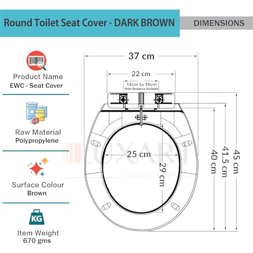 Image of LUXART Toilet Seat Cover 17.9L x 14.5W Inc Indian Commode Oval Seat Cover With Round Edge | EWC Non Soft Close Commode Cover With Installation Kit | PP Western Toilet Cover For Bathroom Commercial Use