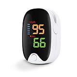 Pulsioxímetro de Dedo, Pulsioxímetro Adultos y Niños - Medición de SpO₂ y Pulso en 5 Segundos, Lectura Rápida, Pantalla LED a Color, Pila Incluida, Portátil para Deportes y Hogar
