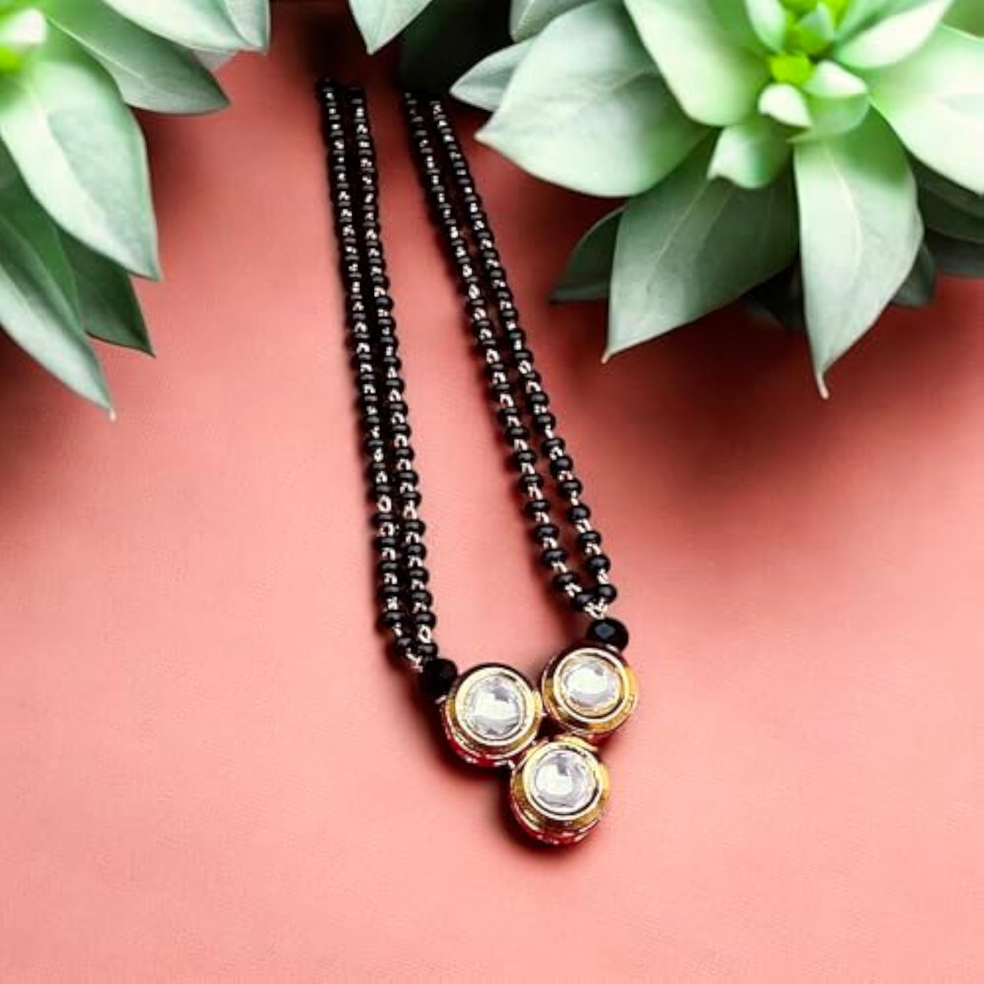 Traditional Kundan Mangalsutra Necklace with Double Chain Design