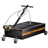 CAMMOO 25 Gal Electric Oil Drain Pan, 110V High-Flow Pump, 9.8 FT Hose, 200 W Motor, 2 Locking Swivel Casters and 2 Directional Wheels Stable, Folding Handle, Heavy-Duty for Trucks, RVs, SUVs, Black