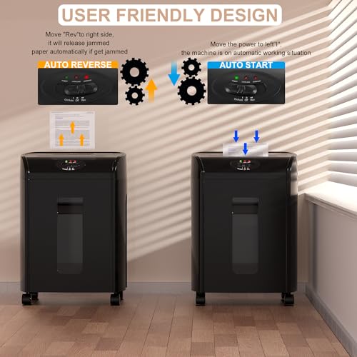 Image of Paper Shredder for Home, 15-Sheet Cross Cut with 18L Pull Out Basket, P-4 Security Level, 3-Mode Design Shred Paper and CD /Credit Card for Home Office