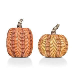 Valery Madelyn Thanksgiving Fall Decoration for Home Pumpkin Decor, 2pcs Resin Artificial Rattan Large Pumpkins Figurine, Autumn Harvest Halloween Party Table Centerpieces Porch Mantel Indoor, 6.2inch Valery Madelyn Thanksgiving Fall Decoration for Home Pumpkin Decor 2pcs Resin Artificial Rattan Large Pumpkins Figurine Autumn Harvest Halloween Party Table Centerpieces Porch Mantel Indoor 62inch